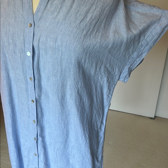 Beachy Blue Button-Up Shirt Dress - Picture 5 of 7